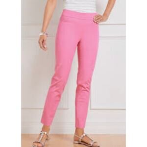 Talbots Womens 8 Petite Pink Chatham Ankle Pants Flat Front Summer Casual